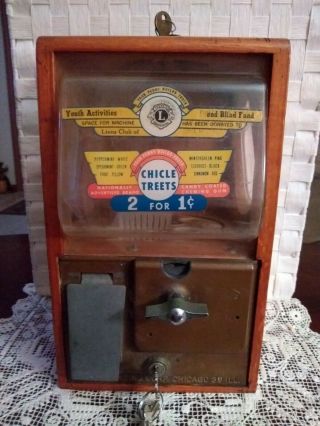 Vintage Baby Grand One Cent Gumball Machine By Victor Vending Corporation Chicag