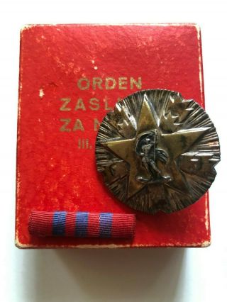Yugoslavia Order For Merit For The People With Silver Star - 3rd Class Rare Box