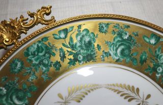 large vintage hand painted gold gilt bronze mounted porcelain dish plate tazza 3