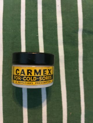 Vintage Carmex Lip Balm Container - Metal And Milk Glass Usa And 3/4 Full