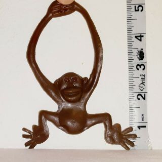 Vintage Russ Berrie Oily Jiggler Ko Rare Rubber Brown Monkey Toy Red Eye Vending