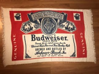 Vtg 80 Budweiser Anheiser Busch Beer All Over Print Logo Advertising Beach Towel