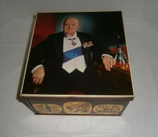 Vintage Sir Winston Churchill Commemorative England Biscuit Tin