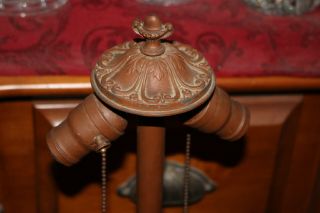 Antique Arts & Crafts Double Socket Table Lamp - Crosses - Birds Inside Shield 3