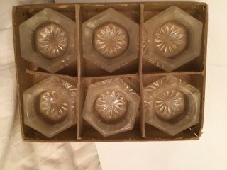 Set Of 6 Vintage Open Salt Cellars,  Clear Cut Crystal