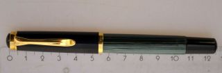 Vintage Pelikan M400 Green Striped Old Style Fountain Pen Gold Nib Size " F "