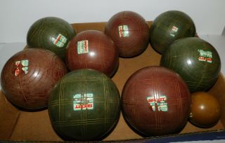Vintage Sportcraft Bocce Ball Set & Pallino Lawn Bowling