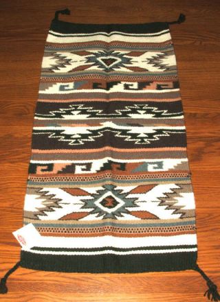 Throw Rug Tapestry Southwestern Thick Hand Woven Wool 20x40 " 331 E