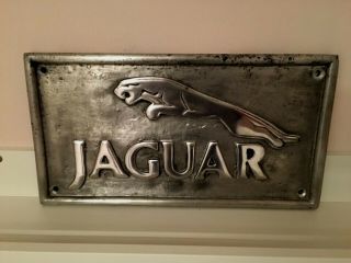 Antique Vintage Car Jaguar Plaque Sign Reclaimed From Old Workshop 12.  5 " X 6.  5 "