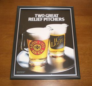 Iron City Beer I.  C.  Light Framed Ad Two Great Relief Pitchers