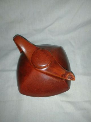 Vintage Brown Glazed Small Teapot Ceramic 4,  5 " Square 2,  5 Cups Capacity