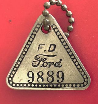 Vintage Tool Check Brass Tag: Ford Highland Park Automotive Factory; W/key Chain