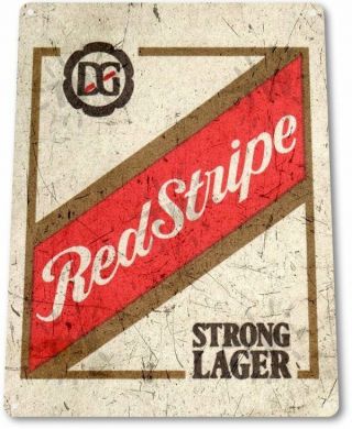 Red Stripe Beer Logo Jamaican Lager Retro Wall Decor Bar Man Cave Metal Tin Sign