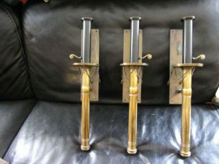 3 Vtg Hollywood Regency Chapman Cooper Era Wall Sconces Pair,  1 Candle Brass