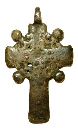 Ancient Rare Medieval bronze pectoral Believer cross 
