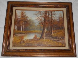Signed Cantrell Vintage Framed Large Forest Landscape Oil Painting