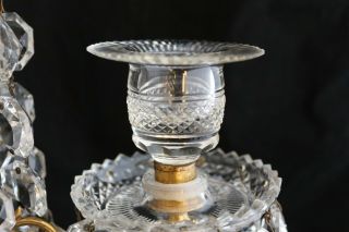 Antique French Gilt Bronze Ormolu Candelabra Cut Crystal Glass Prisms 3