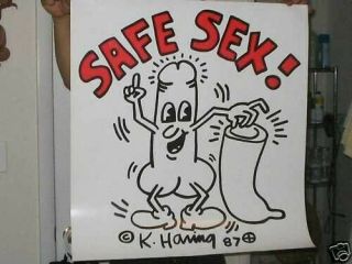 Rare Keith Haring Safe Sex Poster York City Pop Shop 1987