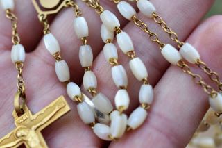 Vintage French Art Deco Mother - Of - Pearl Bead Rosary