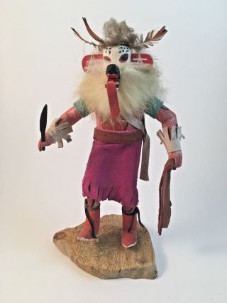 Navajo Kachina Doll Signed By Artist Ron Largo White Ogre Native American Indian