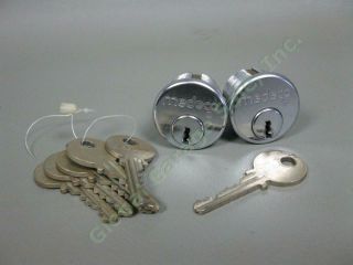 2 Vintage Medeco High Security 1 3/8 " Biaxial Cylinder Locks 51s,  Keys & Ring
