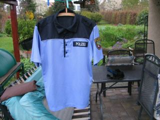 German Police Shirt,  Blue Uniform Shirt,  German Patch