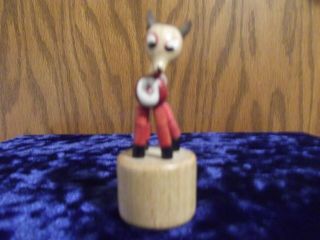 Vintage Italian Flexible Wooden Toy Deer With Push Bottom Under The Base 3 Inch
