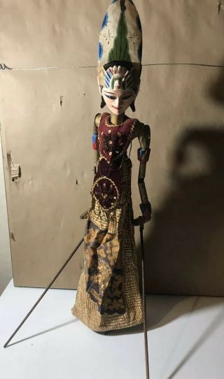 Vintage Wayang Doll Indonesian Wood Puppet Golek Asian Javanese Rama 1980s Old