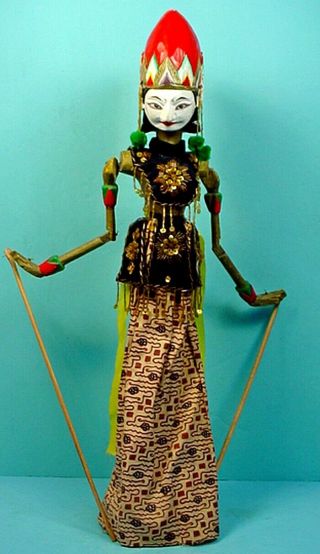 Vintage Indonesian Handcrafted Traditional Wayang Golek Rod Puppet