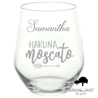 Personalised Engraved Stemless Wine Glass " Hakuna Moscato " Gift Swg55