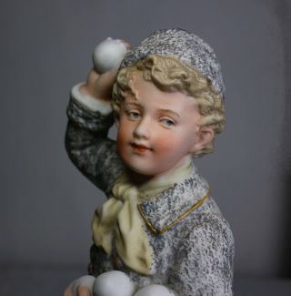 Antique German Bisque Snow Ball Piano Baby Large 12 " Heubach Porcelain Figurine