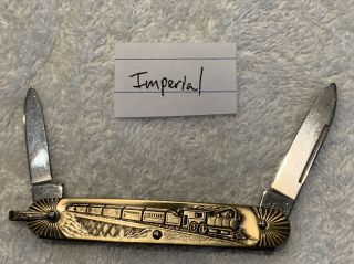 Vintage Imperial Pen Train Railroad Folding Pocket Knife Made In Usa