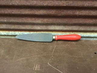 ⭐️ Antique Vintage Carborundum Red Wooden Handle Knife Sharpener Stone - A8