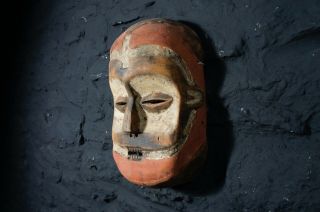 Vintage West African Wooden Tribal Mask Decorative Interior Design Wall Art