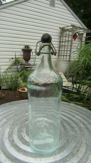 Old Vintage Moxie Bottle W/ Metal Stopper Signed Abco Great Advertising Item