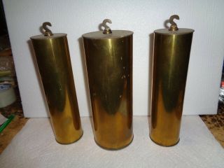 Set Of Vintage - Brass - Herschede - 9 Tube - Grandfather Clock - Weight Shells