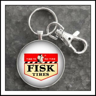 Vintage Fisk Tire Sign Photo Keychain Key Chain Gift 
