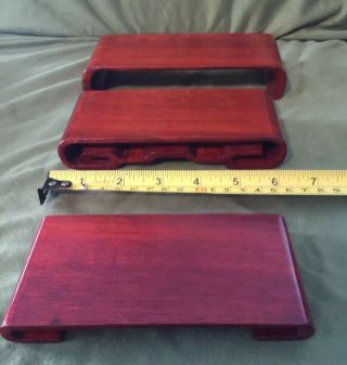 Display Shelf Stand China Red Wood Carved 1 Set 3pc Rosewood Small Wooden Base
