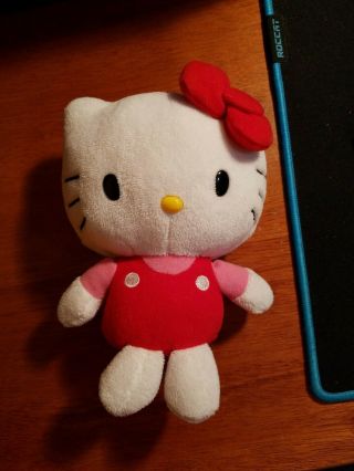 6 " Hello Kitty Plush Doll Stuffed Animal Toy By Sanrio 2013 Red Dress Pink Shirt