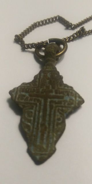 Antique Religious Authentic Viking Era Medieval Cross Rare Pendant Necklace