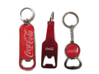 Coca - Cola Set Of 3 Metal Bottle Opener Keychains -