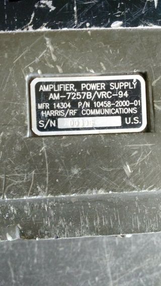 Military Radio PRC Radio Harris RF AM - 7257B/VRC - 94 Amplifier,  Power Supply 2