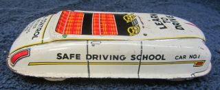 Vtg 1950s MARX CAR ' Learn To Drive ' Training Dual Control TIN LITHO Wind - Up TOY 2
