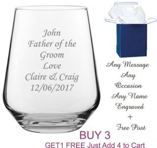 Personalised Whisky Glass Engraved Tumbler Brandy Gin Whiskey Cognac Any Message
