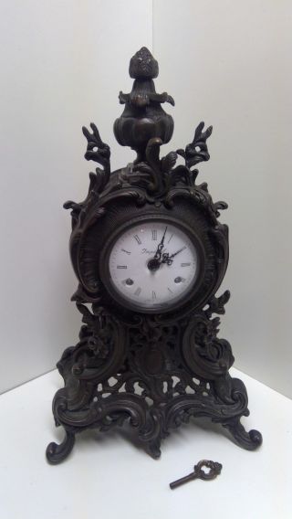 Imperial Bronze Mantel Clock Made In Italy Franz Hermle 18 "
