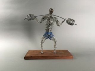 Vintage Mid Century Modern Art Sculpture Wire Strong Man