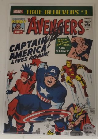 Marvel True Believers Avengers 4 Signed Stan Lee W/coa Captain America Iron Man