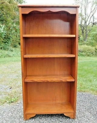 Vtg Central Pa Bench Made Pegs Rock Maple Chairside Bookshelf Bookcase Adj 48x24