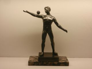 Vintage Large Art Deco German Spelter Figure Sculpture (balancing Ball)