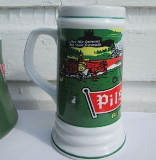 Molson Old Style Pilsner Beer Green Stein Mug Cup Glass Rabbit Mug Green Stripe